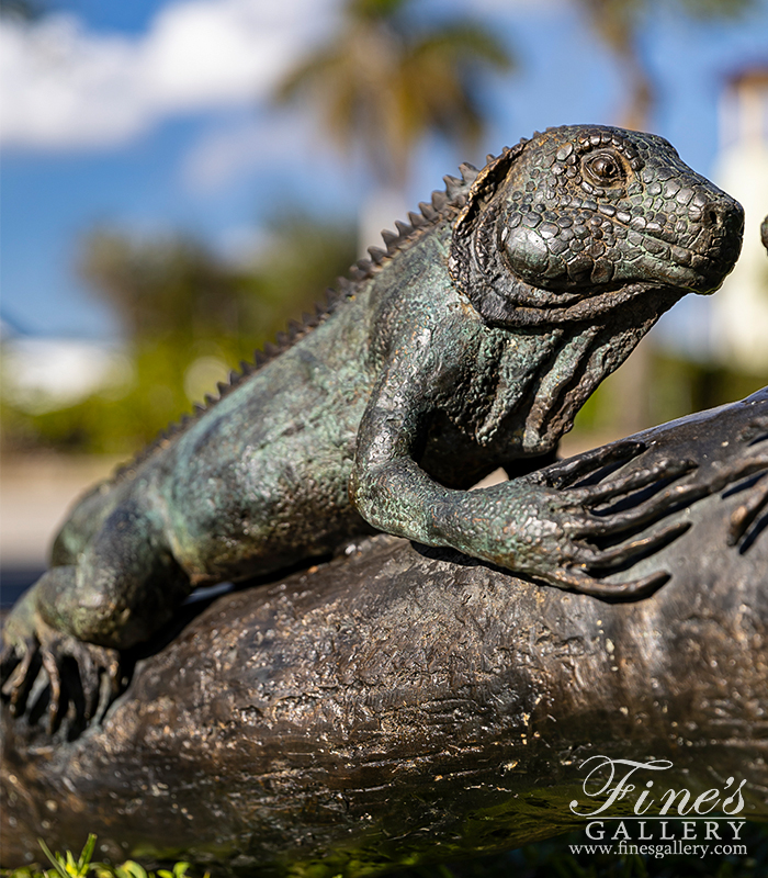 Search Result For Bronze Statues  - Bronze Iguanas On Tree Stump Statue - BS-489